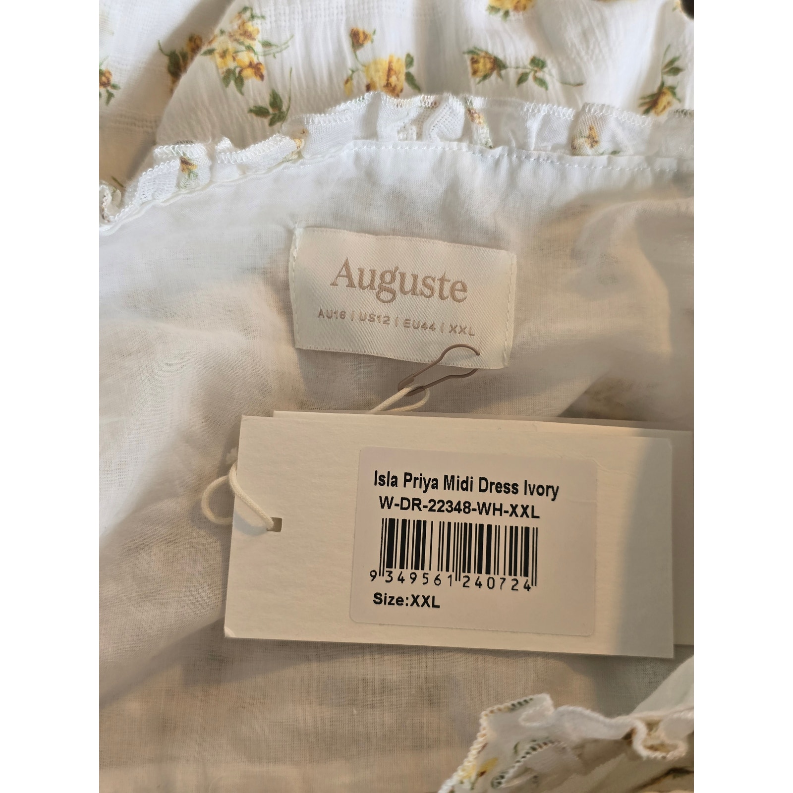 Auguste Isla Priya Floral Midi Dress Puff Sleeve White Size: Xxl Nwt — image 5 of 6